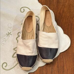 J. Crew Two-Tone Canvas Espadrilles in Cream and Black